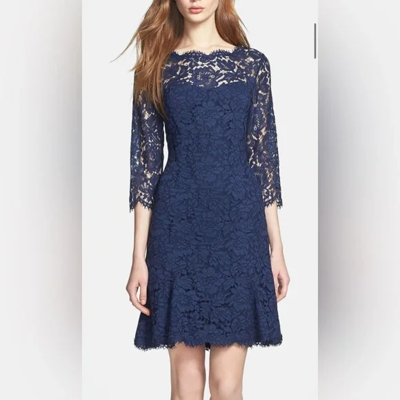 green emerald velvet dress Primavera 4217 Lace Fit & Flare Cocktail Dress – Mydressline